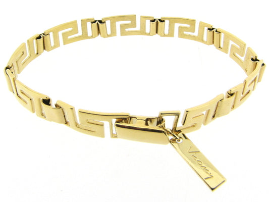 Gouden armbandje met Griekse brede schakeltjes en vlindersluiting