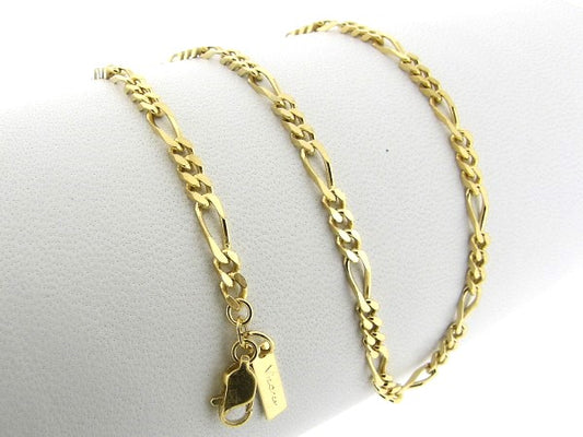 Gouden halsketting figaro collier beiden zijden diamant geslepen