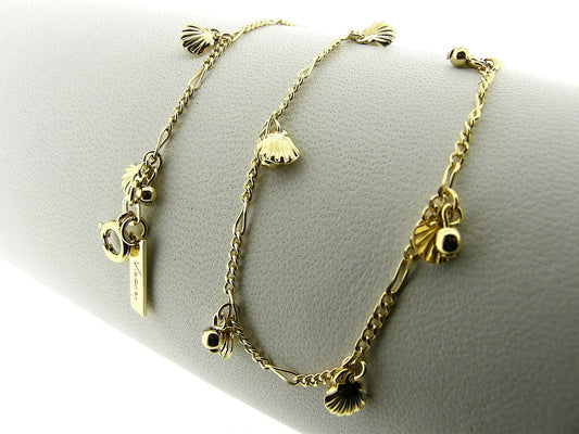 Gouden fantasie figaro ketting met kleine schelpjes