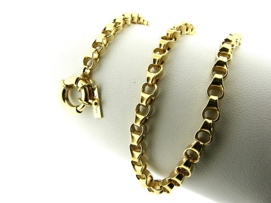 Gouden halsketting grote jasseron schakel collier met vast dubbel oog