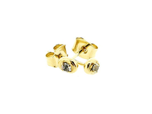 Gouden heldere Swarovski Strass oorsteker