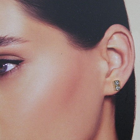 Gouden oorsteker met dubbele heldere Swarovski kristallen