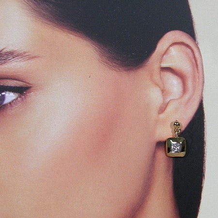 Rosé gouden oorsteker met zirconia steentjes