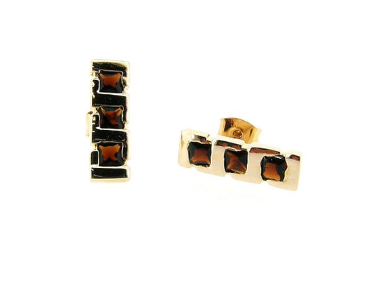 Rosé gouden oorsteker met topaas Swarovski kristallen