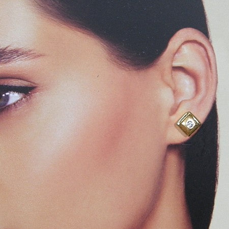 Rosé gouden oorsteker met zirkonia steentjes