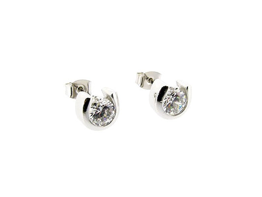 Zilveren diamant geslepen zirconia oorsteker