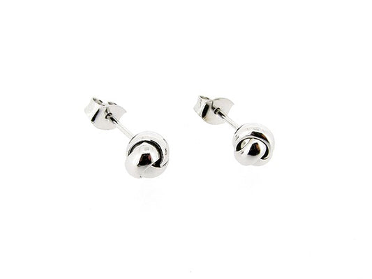 Zilveren gevlochten bolle knoop oorsteker