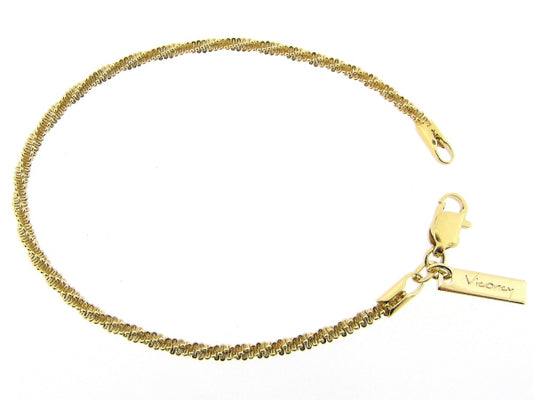 Gouden armbandje met fragiel gediamanteerde Singapore ketting