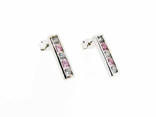 Zilveren gekleurde Strass oorknopjes