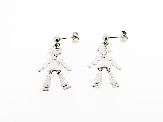 Zilveren beweegbare harlekijn oorhanger