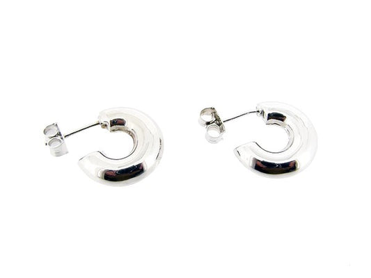 Zilveren bolle creool oorhanger