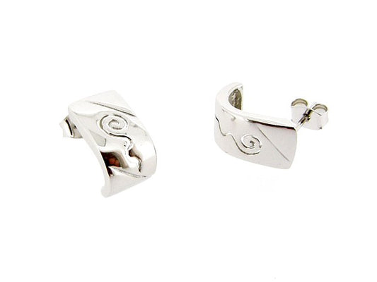 Zilveren oorsteker met open Grieks motief