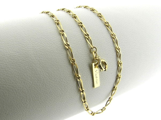 Gouden halsketting mini figaro collier met vlak geslepen schakel