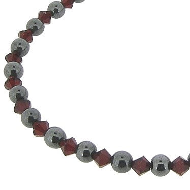 Hematiet met rode Swarovski kristallen collier