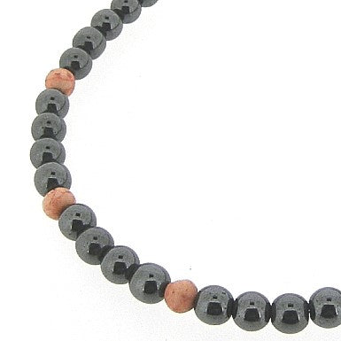 Hematiet edelsteentjes met koraal collier