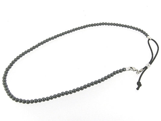 Stardust hematiet collier verstelbaar met lederen veter