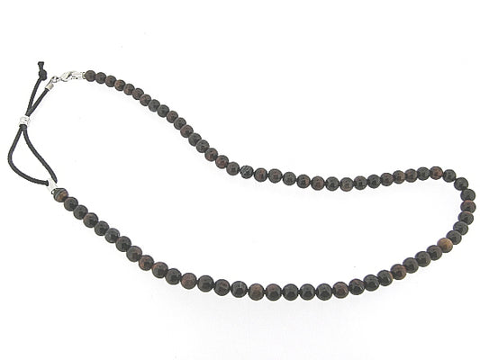 Stardust jaspis collier verstelbaar met lederen veter