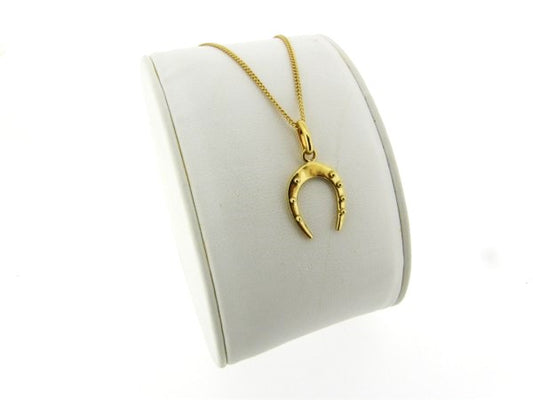 Gouden ketting met hangertje geluk hoefijzer