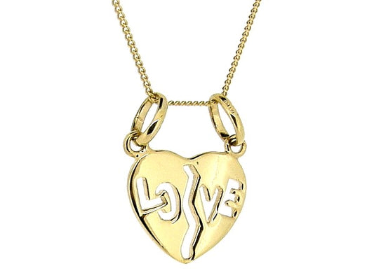 Gouden ketting met hangertje Love hart