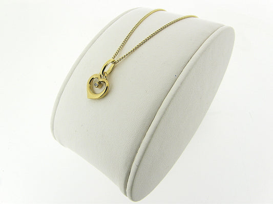 Gouden ketting met hangertje hartje en zirconia steentje