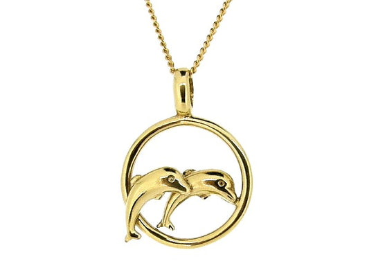 Gouden ketting met dolfijntjes hanger