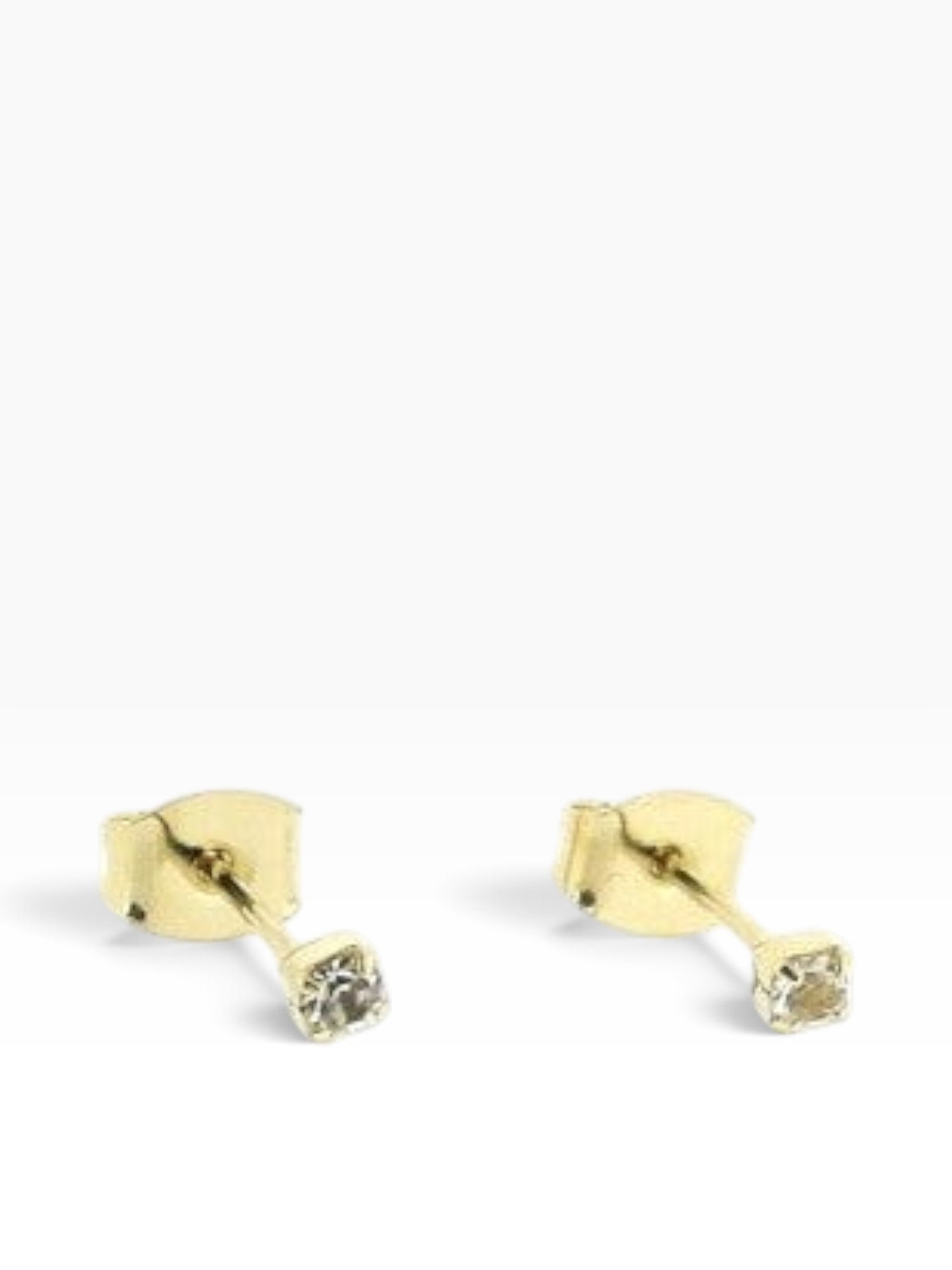 mijnsieradenshop.com gold mini stud earrings featuring 3mm Swarovski crystals for a delicate look.